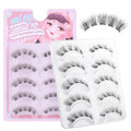 Natural Clear Band False Eyelashes Wispy Faux Mink Lashes Cat Eye 7-12Mm D Curl Short Volume 5 Pairs Extension Strip Eyelashes Reusable Fake Eyelashes