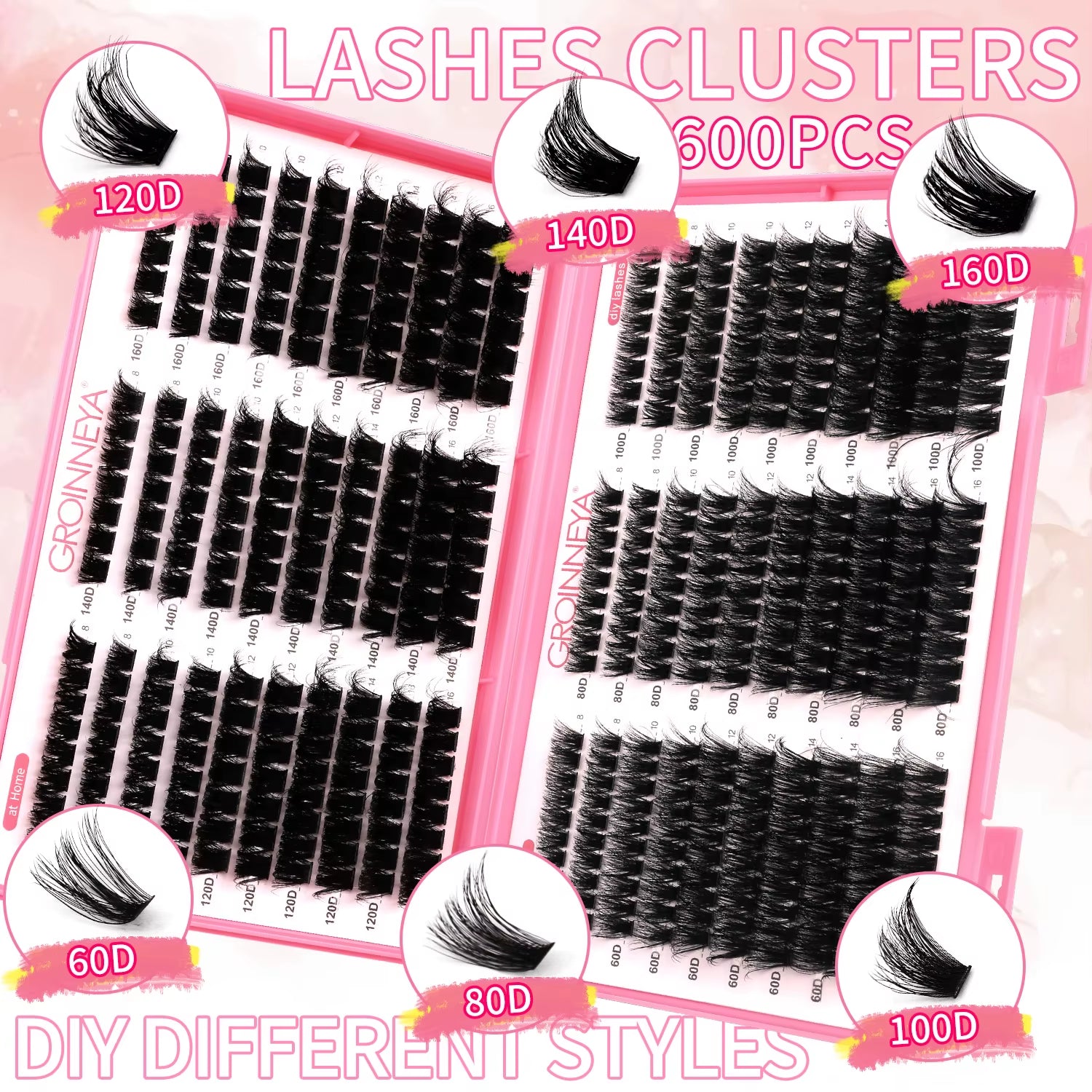Lashes Cluster DIY Lash Extension Mixed Tray Clusters Eyelashes Fluffy Volume Individual Lashes Cat Eye Lash Extension