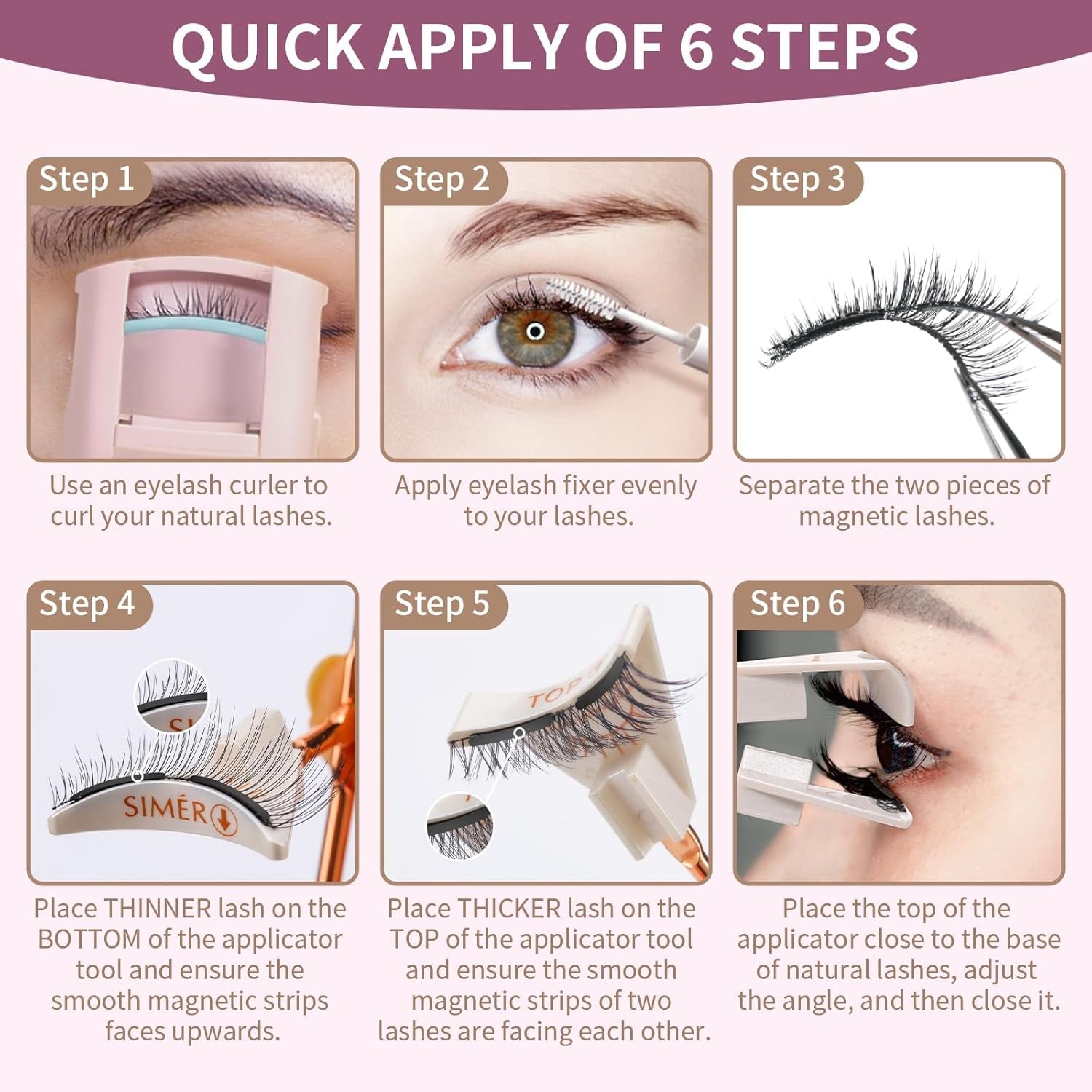 Magnetic Eyelashes without Eyeliner, Dual Magnets Eyelashes with Applicator, 4D Reusable No Eyeliner or Glue Needed, Soft & Natural Look Easy to Wear