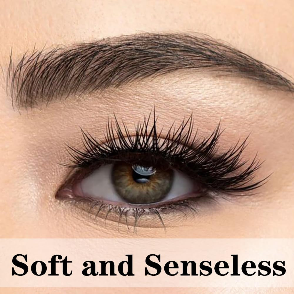 4Pair Magnetic Eyelashes without Eyeliner, Reusable Magnetic Eyelash Kit Dual Magnetic Eyelashes Dual Magnetic Lashes, Magnetic Eyelashes Natural Look (Natural and Bushy)