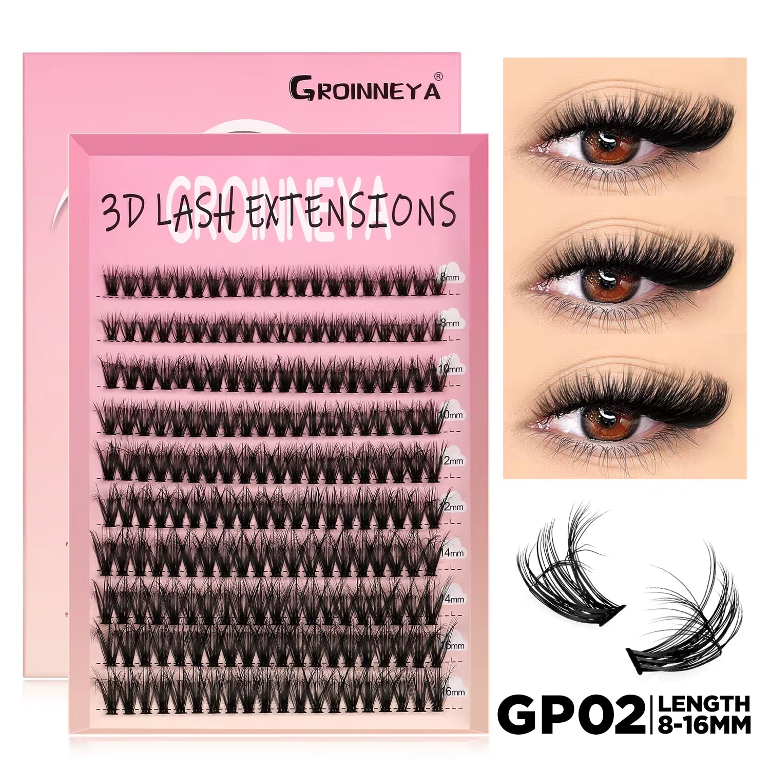 Lashes Cluster DIY Lash Extension Mixed Tray Clusters Eyelashes Fluffy Volume Individual Lashes Cat Eye Lash Extension