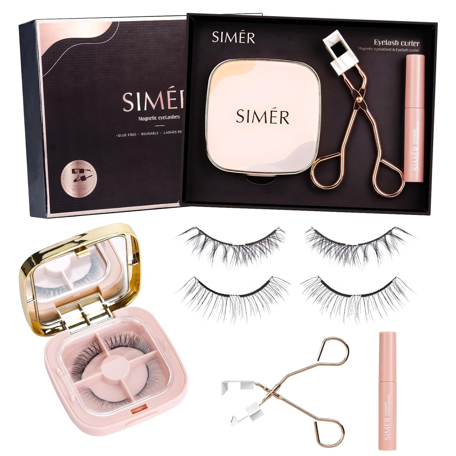 Magnetic Eyelashes without Eyeliner, Dual Magnets Eyelashes with Applicator, 4D Reusable No Eyeliner or Glue Needed, Soft & Natural Look Easy to Wear