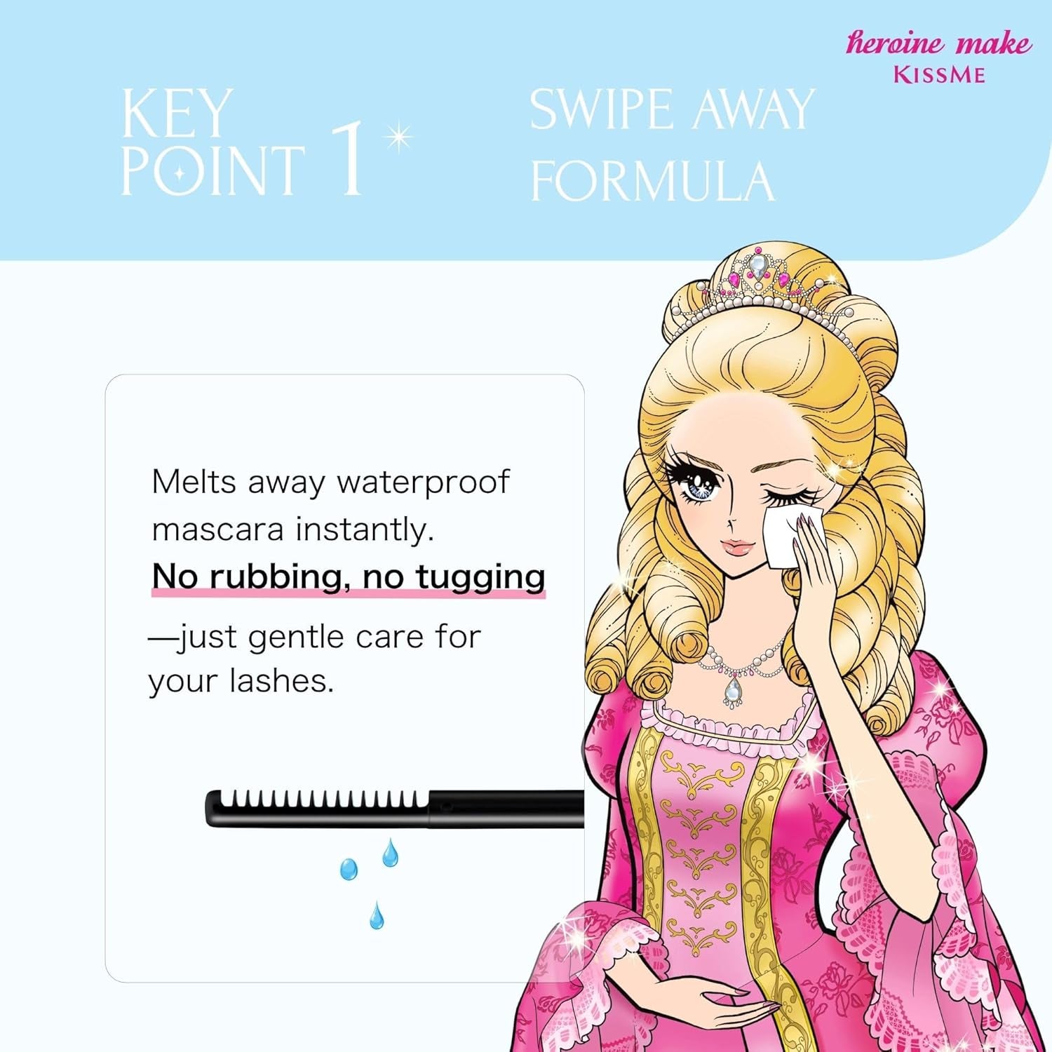 by Kissme Speedy Mascara Remover, Gentle Eye Makeup Remover for Waterproof Mascara, Fast-Acting & Non-Irritating Cleanser, Removes Stubborn Eye Makeup, 0.22 Fl Oz