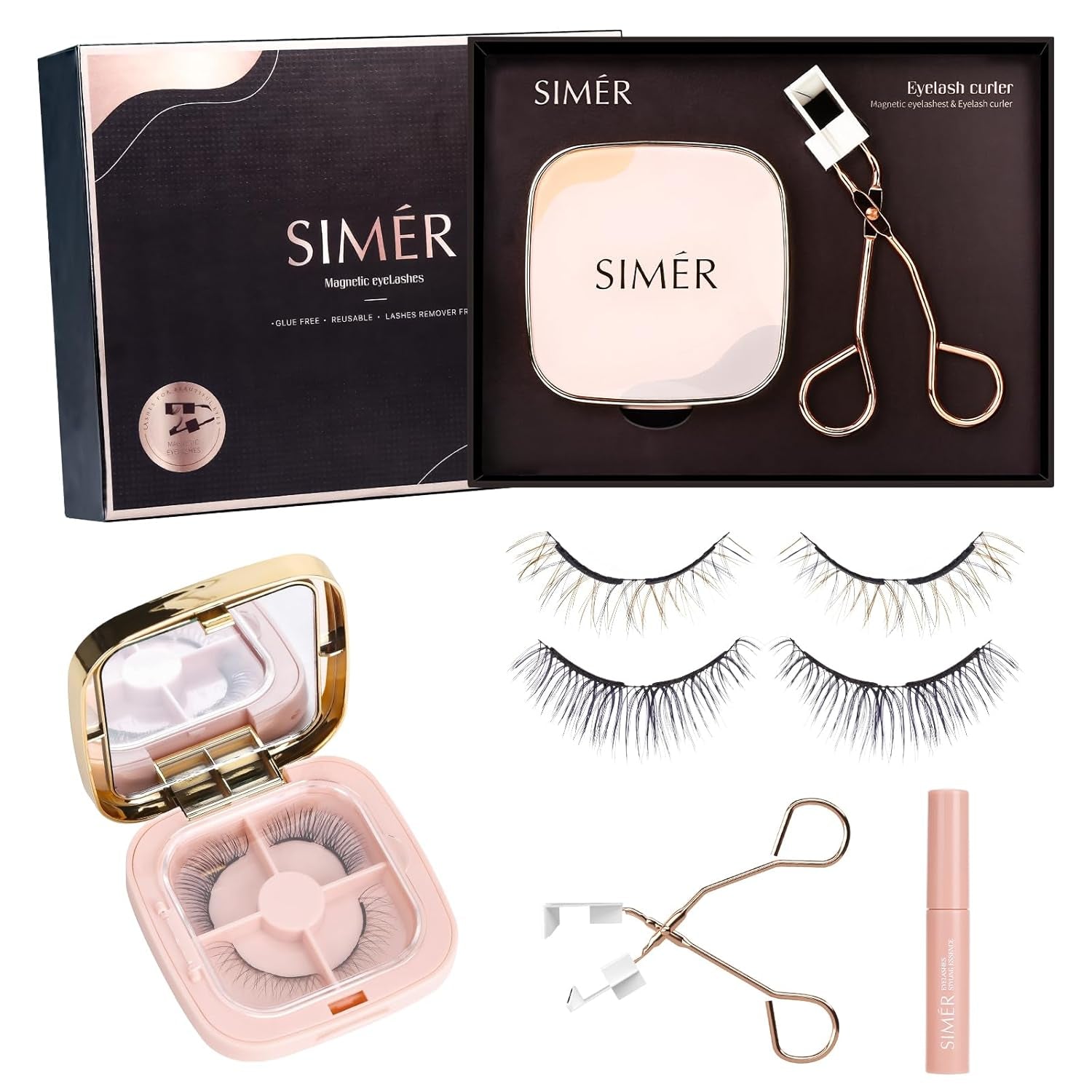 Dual Magnetic Eyelashes with Applicator Soft Fluffy False Lashes Mink Natural Look 4D Reusable No Eyeliner or Glue Needed