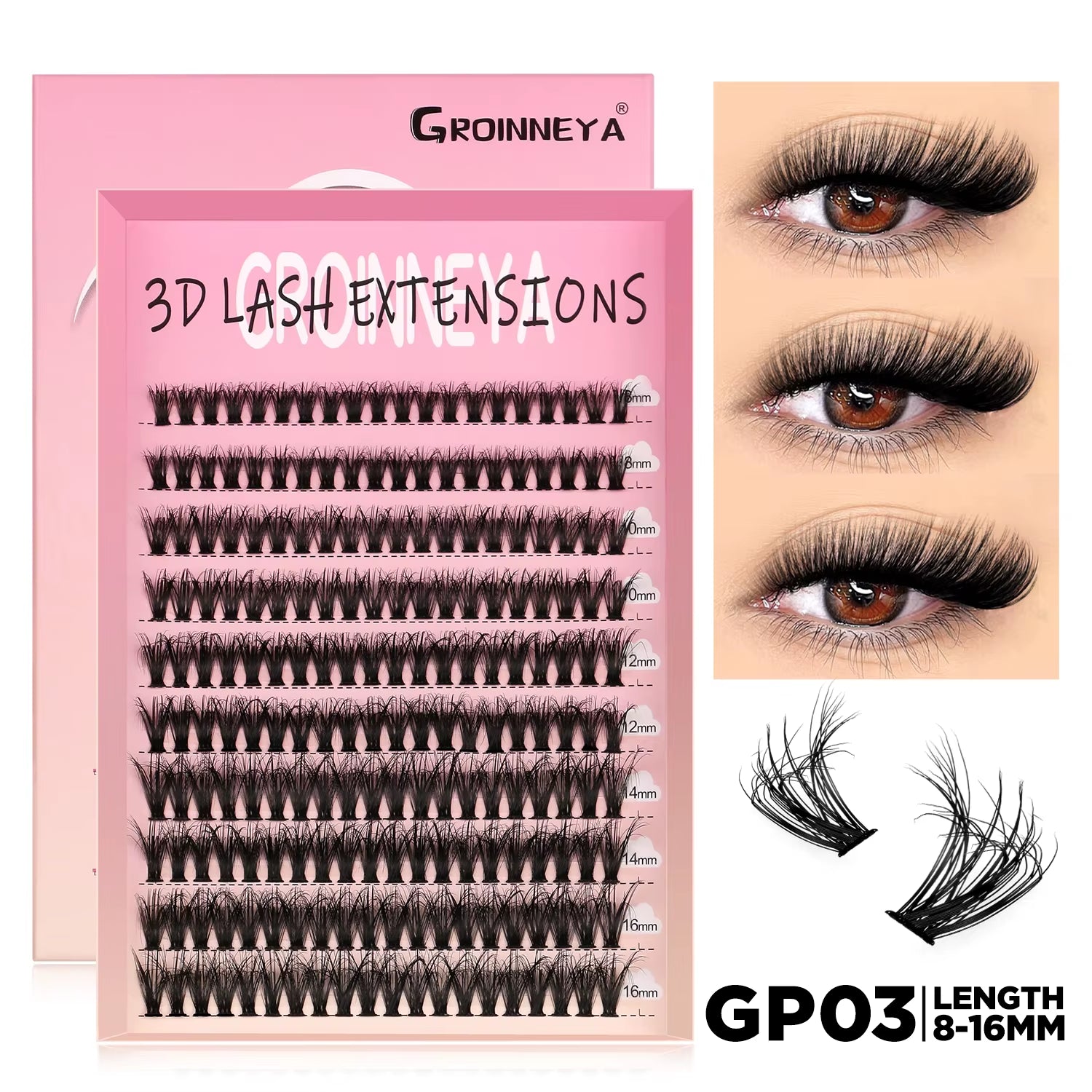 Lashes Cluster DIY Lash Extension Mixed Tray Clusters Eyelashes Fluffy Volume Individual Lashes Cat Eye Lash Extension