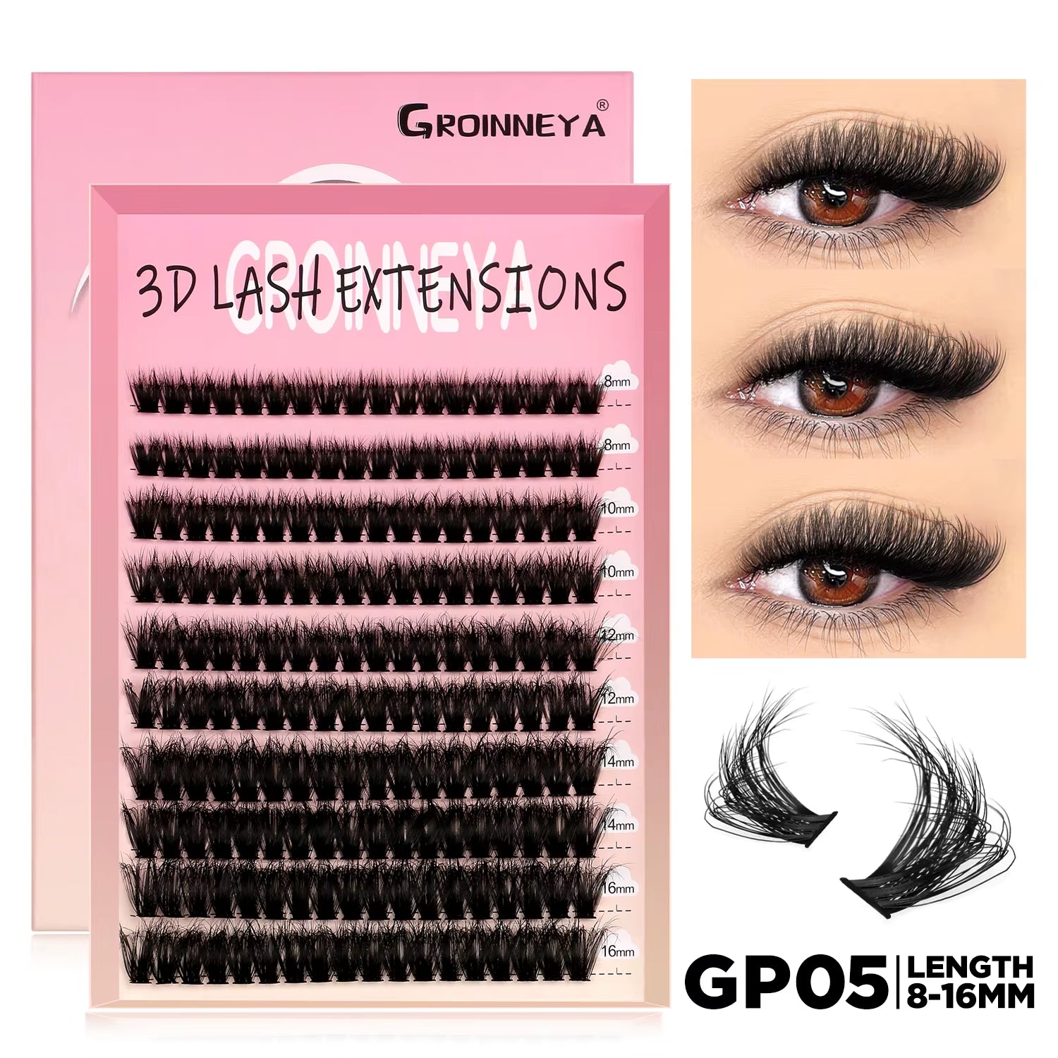 Lashes Cluster DIY Lash Extension Mixed Tray Clusters Eyelashes Fluffy Volume Individual Lashes Cat Eye Lash Extension