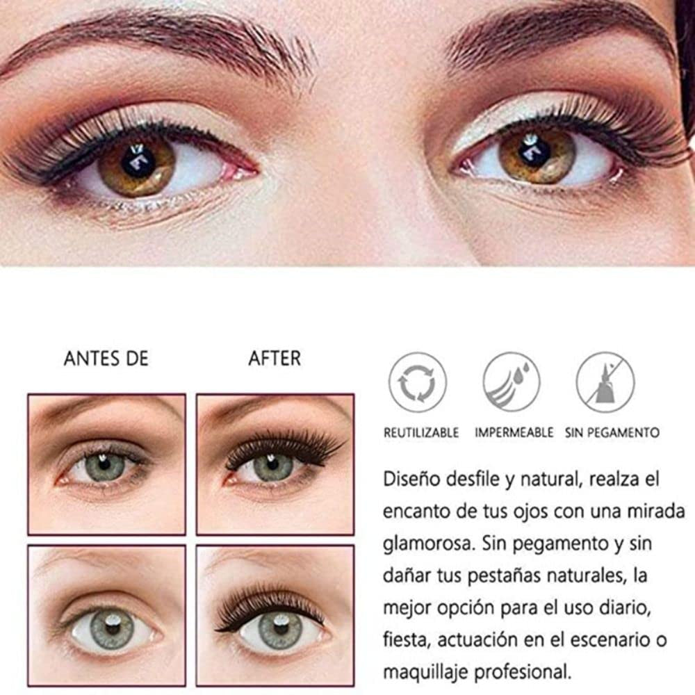 8 Pcs Magnetic Eyelashes False Eyelashes with Eyelash Curler Natural Look Long Wispy Reusable No Glue Need Handmade Eye Makeup Tools 3D Effect