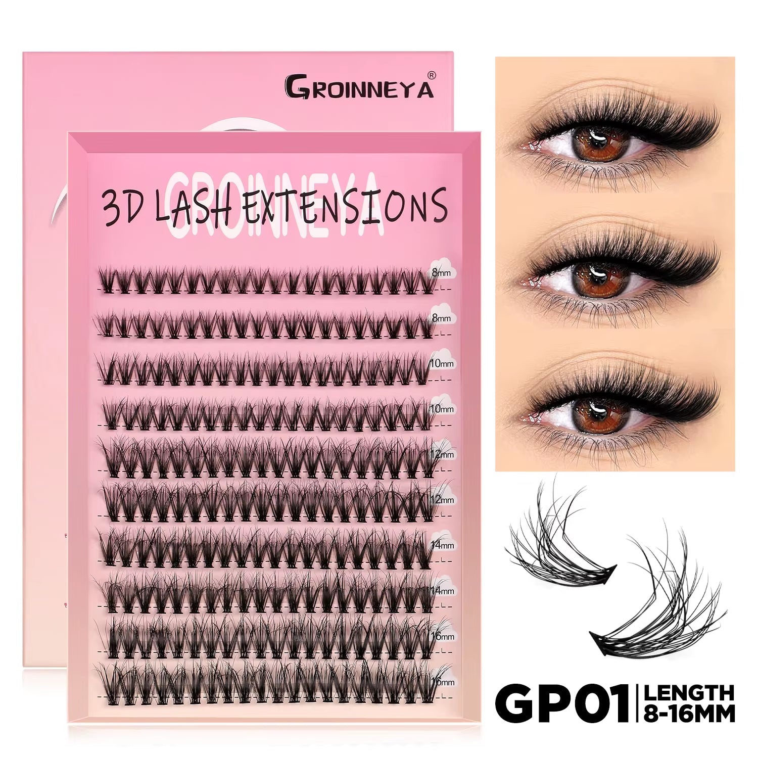 Lashes Cluster DIY Lash Extension Mixed Tray Clusters Eyelashes Fluffy Volume Individual Lashes Cat Eye Lash Extension