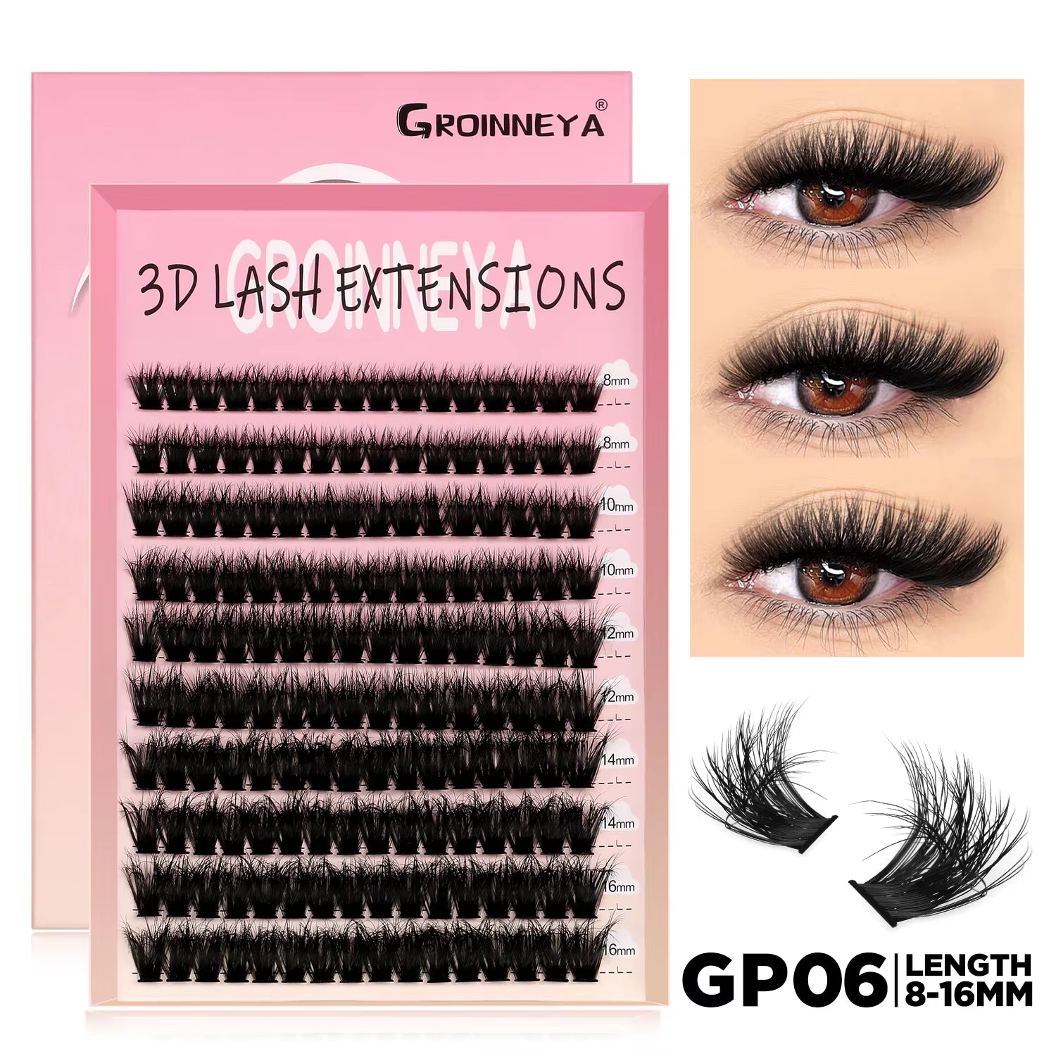 Lashes Cluster DIY Lash Extension Mixed Tray Clusters Eyelashes Fluffy Volume Individual Lashes Cat Eye Lash Extension