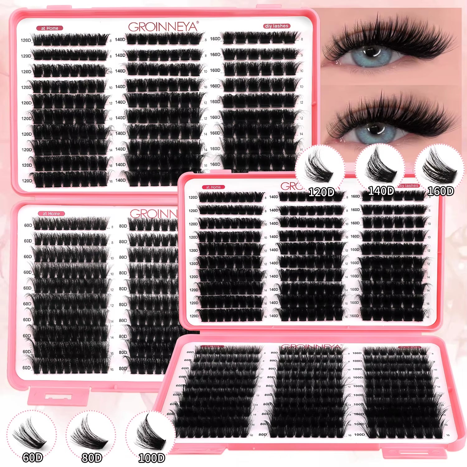 Lashes Cluster DIY Lash Extension Mixed Tray Clusters Eyelashes Fluffy Volume Individual Lashes Cat Eye Lash Extension