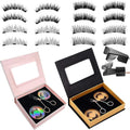 4Pair Magnetic Eyelashes without Eyeliner, Reusable Magnetic Eyelash Kit Dual Magnetic Eyelashes Dual Magnetic Lashes, Magnetic Eyelashes Natural Look (Natural and Bushy)
